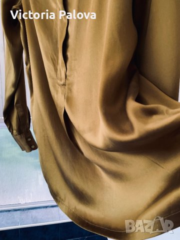 Красива копринена блуза ELÉGANCE цвят горчица, снимка 12 - Корсети, бюстиета, топове - 42012977