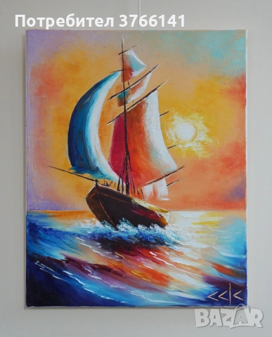 "Плаваща мечта" Картина 50х40 см, Маслена живопис с шпакла, снимка 2 - Картини - 53563079