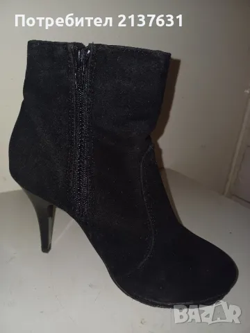 ДАМСКИ  ВЕЛУРЕНИ ЧЕРНИ БОТИ  - N 36, снимка 3 - Дамски боти - 48398136