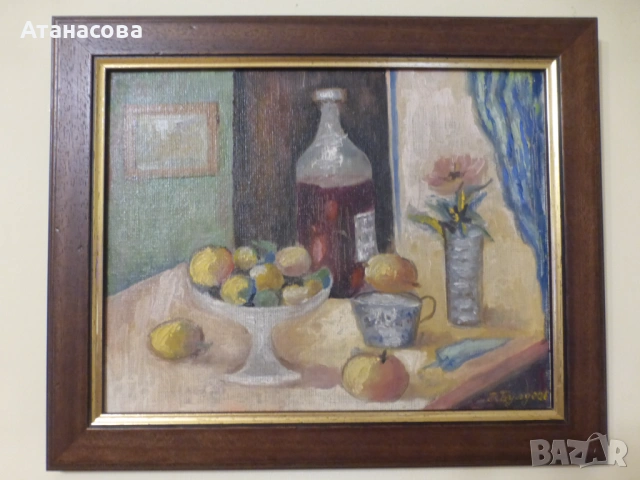 Стара картина Натюрморт масло платно 1926 г, снимка 2 - Картини - 53566267