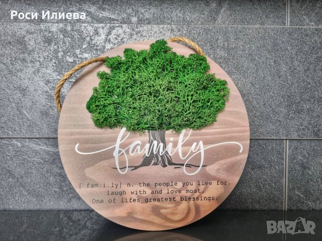 Семейна табела "FAMILY" декорирана с естествен скандинавски мъх, снимка 2 - Други ценни предмети - 44180877