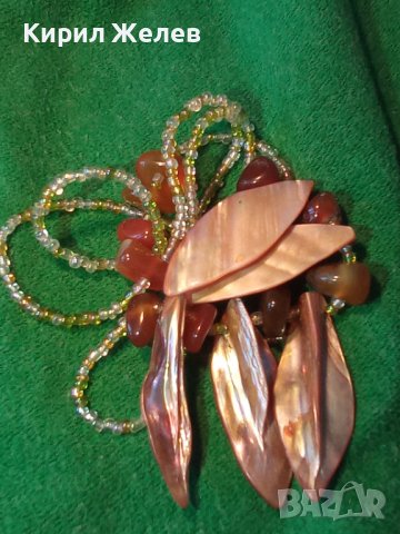 СКЪПОЦЕННА АРТ ОГЪРЛИЦА КАРНЕОЛ и КРАЛСКИ СЕДЕФ и МЪНИСТА РЪЧНА ХУДОЖЕСТВЕНА ИЗРАБОТКА 27087, снимка 11 - Колиета, медальони, синджири - 35119841