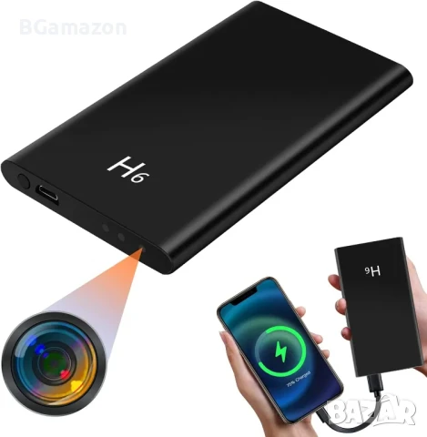 НОВА, ТЕСТВАНА, ПЕРФЕКТНА скрита камера във външна батерия, 1080P, с авто завъртане, нощно виждане, снимка 1