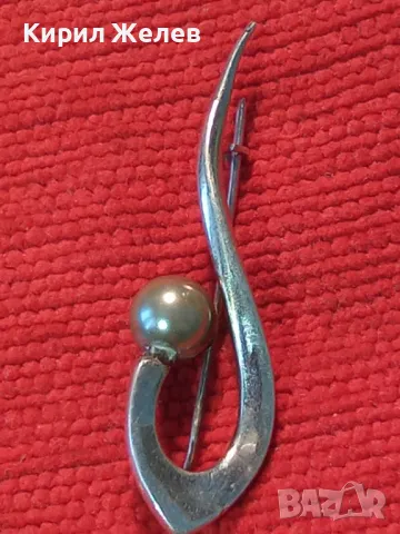 СТАРА АР НУВО СРЕБЪРНА БРОШКА СРЕБРО ВИСОКА ПРОБА с ЕСТЕСТВЕНА СИВА ПЕРЛА МАЙСТОРСКА ИЗРАБОТКА 22312, снимка 9 - Антикварни и старинни предмети - 49959687