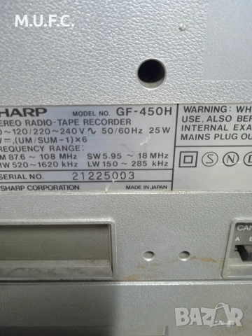 Касетофон SHARP GF450 Japan 1983 работи , снимка 7 - Радиокасетофони, транзистори - 53823351