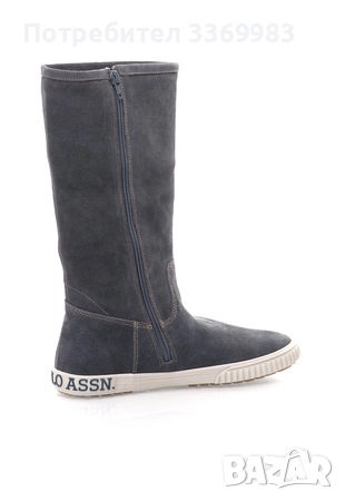 U.S. Polo Assn. Сиви велурени ботуши с лого, снимка 3 - Дамски ботуши - 52303994
