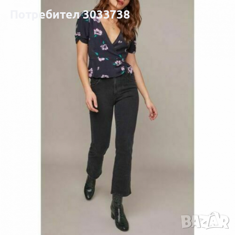 Нова ASTR the Label Блузка Топ на Цветя с Къс Ръкав Размер XS