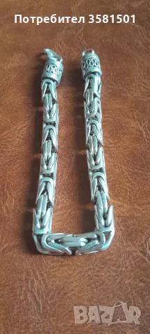 108/Лот от Сребърен Синджйр и Гривна Кралска плетка-186гр.🇧🇬, снимка 4 - Колиета, медальони, синджири - 46576355