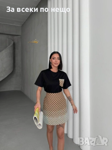 Gucci Дамски Комплект Тениска И Пола Гучи - Налични Различни Цветове Код E1277