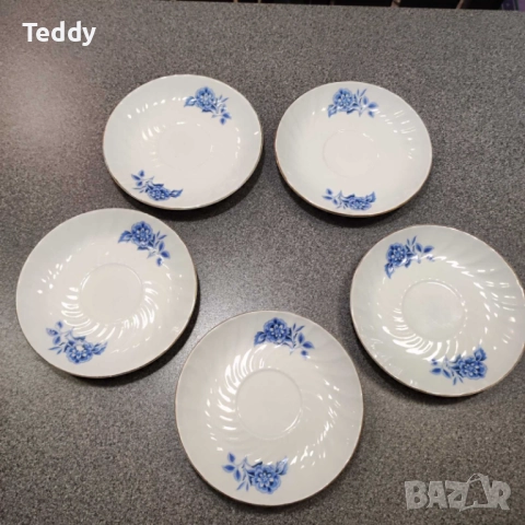 Чинийки, стар български порцелан, 5 броя, снимка 7 - Антикварни и старинни предмети - 51966979