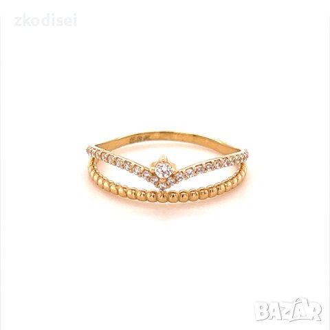 Златен дамски пръстен 1,44гр. размер:57 14кр. проба:585 модел:16598-3, снимка 1 - Пръстени - 40633033
