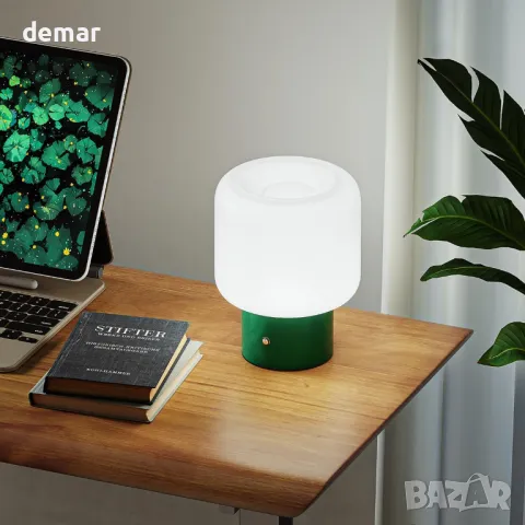 FANHAO сензорна лампа за нощно шкафче, преносима безжична лампа-гъба с абажур от опалово стъкло, снимка 3 - Настолни лампи - 47864593