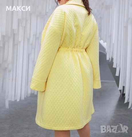 Макси модерно актуално преходно дълго горнище с фина подплата, метален цип, връзка на талията и джоб, снимка 2 - Якета - 42185409