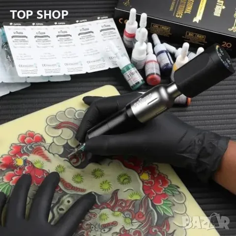 Нов Комплект за татуировки с писалка, мастила и тренировъчна кожа, снимка 6 - Тримери - 49335176