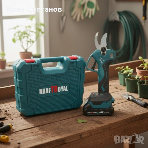 Комплект акумулаторна ножица KraftRoyal с 2 батерии и куфар — мощно и прецизно рязане