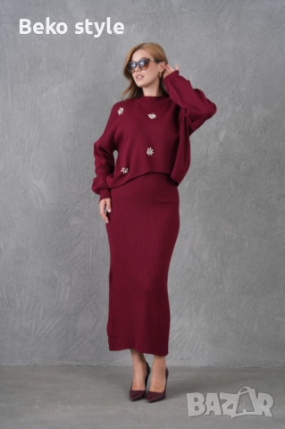 Дамски комплект 2 части Рокля+Пуловер , снимка 5 - Комплекти - 52507971