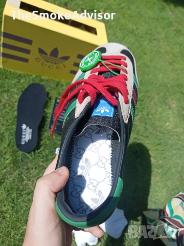 Обувки Adidas x Gucci Gazelle Black Green Red, снимка 8 - Маратонки - 51963461