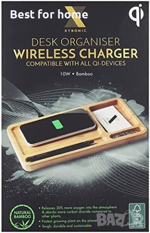 Органайзер за бюро XTronic,станция за зареждане на Apple от бамбук,и Qi-съвместим,10 вата, снимка 3 - Безжични зарядни - 42660863