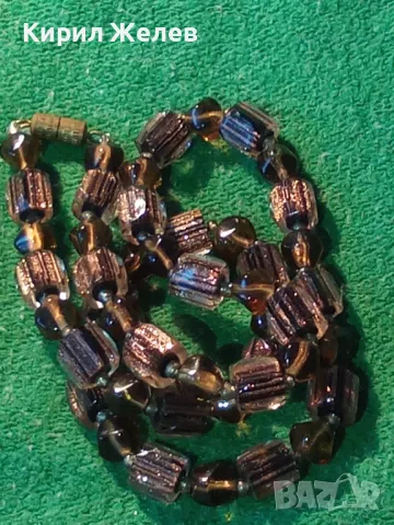 СТАР РЕТРО ГЕРДАН МЪНИСТЕНА ОГЪРЛИЦА с ФАСЕТИРАНИ ЦВЕТНИ КРИСТАЛИ и БРОНЗОВА ЗАКОПЧАЛКА 39688, снимка 13 - Антикварни и старинни предмети - 47284288