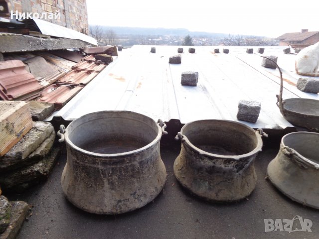 Стари медни котли и тава., снимка 3 - Антикварни и старинни предмети - 39311803