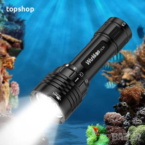 Ново Фенерче за гмуркане Wurkkos DL30, фенерче за гмуркане с 3600 лумена и 3 × LH351D 5000K LED...