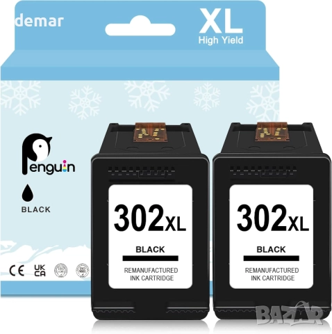 Рециклирана мастилена касета Penguin 302XL за HP 302 302 XL, 2 броя