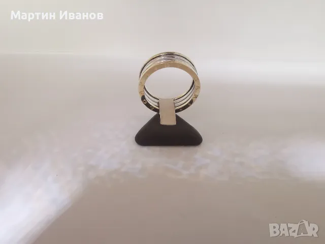 Златна халка бяло и жълто BYLGARI 1, снимка 3 - Пръстени - 49906529