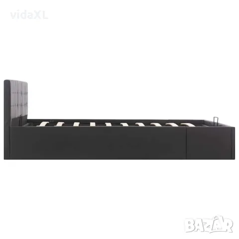 vidaXL Легло с повдигащ механизъм, черно, изкуствена кожа, 160x200 cм, снимка 5 - Спални и легла - 56146483
