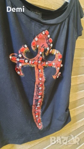 Дамска черна тениска Richmond , снимка 4 - Тениски - 51063741