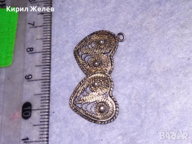 СТАРИННА СРЕБЪРНА ФИЛИГРАННА ВИСУЛКА ДВЕ СЪРЧИЦА РЪЧНА МАЙСТОРСКА РЯДКА ИЗРАБОТКА 31186, снимка 6 - Антикварни и старинни предмети - 41337167
