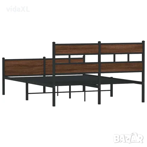 vidaXL Метална рамка за легло, без матрак, кафяв дъб, 160x200 см, снимка 6 - Спални и легла - 56147039