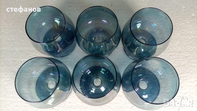 Много красиви конячени чаши, прозрачно-снини, 6 бр, снимка 5 - Чаши - 52639206