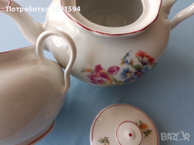  Стар Порцеланов чайник и захарница за чай , снимка 9 - Антикварни и старинни предмети - 41417845