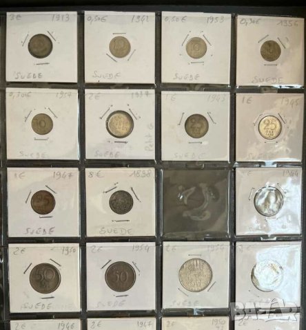 Швеция 19 стари монети колекция СРЕБРО + Бонус