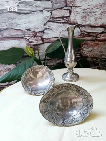 Посребрени каничка и малки фруктиери, снимка 2 - Антикварни и старинни предмети - 52844755