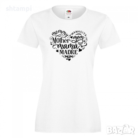 Дамска тениска Heart Mother Words 2,Празник на Майката,Подарък,Изненада,Рожден Ден, снимка 2 - Тениски - 36294794