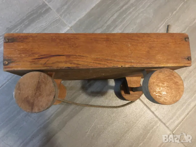 соц играчка ремарке детски камион дървено ретро дърпане товарене к401