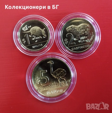 ТРИ МОНЕТИ С ЖИВОТНИ ОТ УРУГВАЙ /виж описанието/