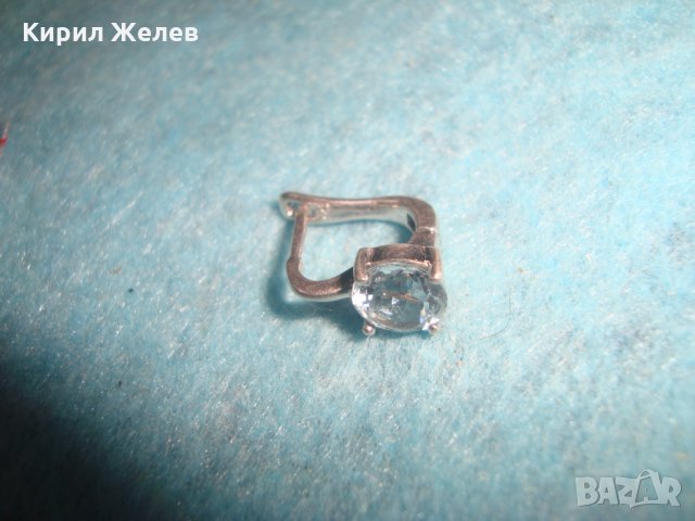 СТАРА СРЕБЪРНА ОБЕЦА - АНГЛИЯ ВИНТИДЖ АРТ ДЕКО БИЖУ с ФАСЕТИРАН СИН ЦИРКОН 25711, снимка 2 - Обеци - 35736250