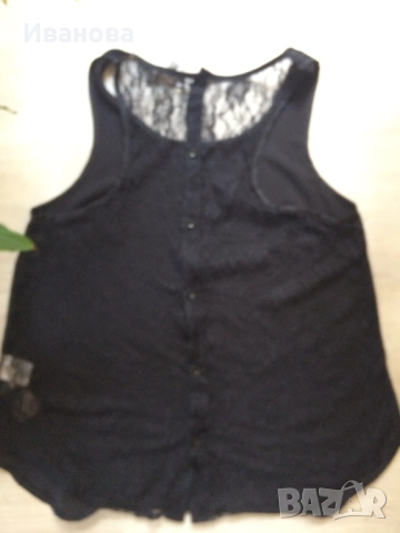 Чисто нов елегантен черен потник от сатен и дантела., снимка 3 - Потници - 51541870