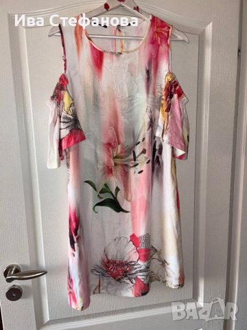 Нова ежедневна елегантна рокля 100% визкоза лилиум  паднали ръкави флорален принт цветя Sisley , снимка 1 - Рокли - 41318024