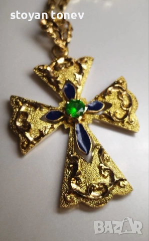 Ръчно изработен златен православен кръст със сертифициран цаворит!, снимка 7 - Колиета, медальони, синджири - 53280326