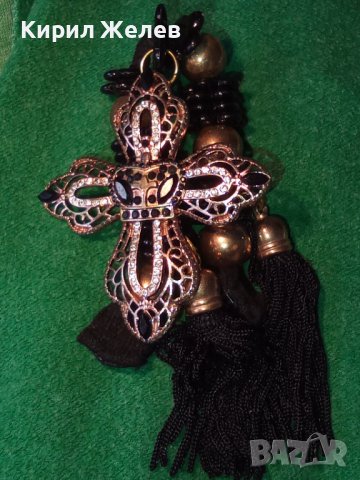 МНОГО ИНТЕРЕСНО ПОЗЛАТЕНО УКРАШЕНИЕ с КРИСТАЛИ - ФРЕНСКА АРИСТОКРАТИЧНА СИМВОЛИКА 30160