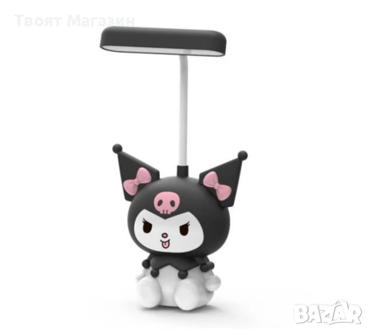 Акумулаторна LED нощна лампа Kuromi / My Melody с USB – Лилава / Черна | 22 см, снимка 4 - Настолни лампи - 51081280
