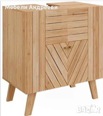 Шкаф за подмивка естествен бамбук 7493, снимка 7 - Шкафове - 53765083