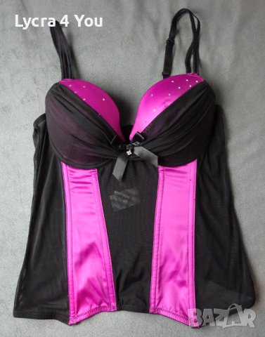 75B Mister*Lady цикламен сатенен корсет с черен тюл