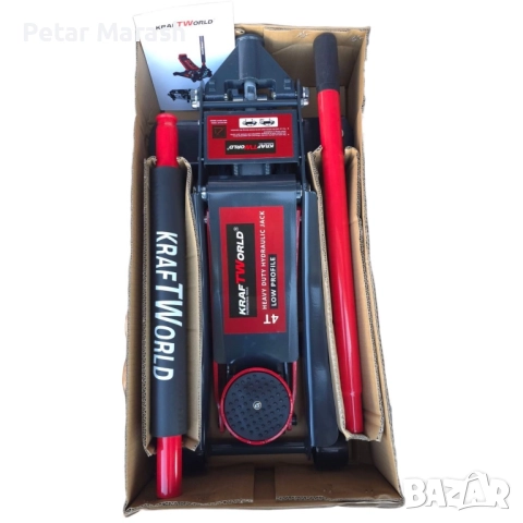 4T Нископрофилен Хидравличен Крик с Двойна Помпа KraftWorld – 4T, 83–465 мм, снимка 10 - Други инструменти - 52222315