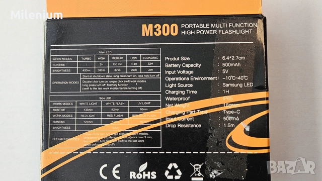 Мини фенерче ключодържател M300 Type-C, снимка 9 - Друга електроника - 51589137