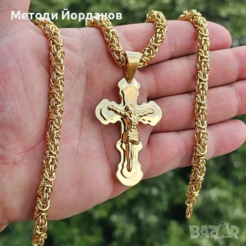 Ланец с кръст златен  дропшипинг обява