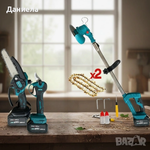 Акумулаторен комплект 3в1 – тример, ножица и резачка с 3 батерии 36V/8Ah, снимка 4 - Други инструменти - 53337535